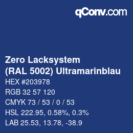 Code couleur: Zero Lacksystem - (RAL 5002) Ultramarinblau | qconv.com