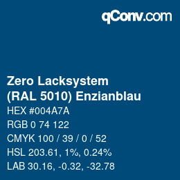 Color code: Zero Lacksystem - (RAL 5010) Enzianblau | qconv.com