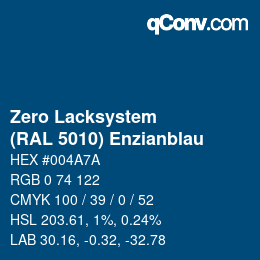 Code couleur: Zero Lacksystem - (RAL 5010) Enzianblau | qconv.com