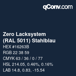 Color code: Zero Lacksystem - (RAL 5011) Stahlblau | qconv.com