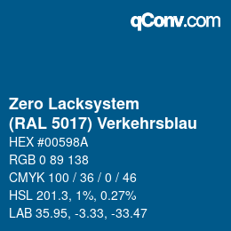 Color code: Zero Lacksystem - (RAL 5017) Verkehrsblau | qconv.com