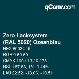 Color code: Zero Lacksystem - (RAL 5020) Ozeanblau | qconv.com