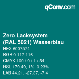 カラーコード: Zero Lacksystem - (RAL 5021) Wasserblau | qconv.com