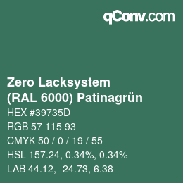 Color code: Zero Lacksystem - (RAL 6000) Patinagrün | qconv.com