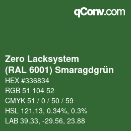 Color code: Zero Lacksystem - (RAL 6001) Smaragdgrün | qconv.com