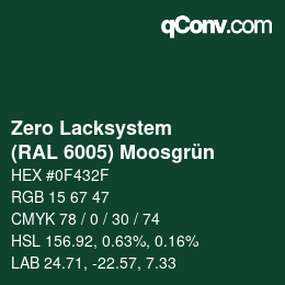 Code couleur: Zero Lacksystem - (RAL 6005) Moosgrün | qconv.com