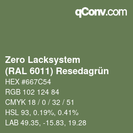 Color code: Zero Lacksystem - (RAL 6011) Resedagrün | qconv.com