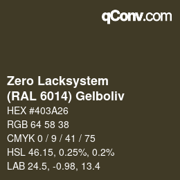 Color code: Zero Lacksystem - (RAL 6014) Gelboliv | qconv.com