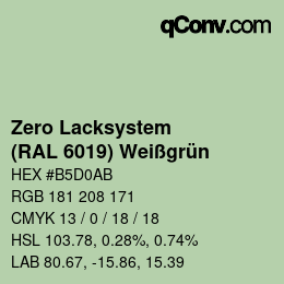 Code couleur: Zero Lacksystem - (RAL 6019) Weißgrün | qconv.com