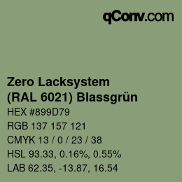 Código de color: Zero Lacksystem - (RAL 6021) Blassgrün | qconv.com