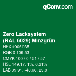 Código de color: Zero Lacksystem - (RAL 6029) Minzgrün | qconv.com