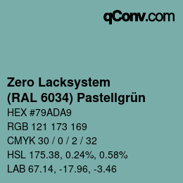 Farbcode: Zero Lacksystem - (RAL 6034) Pastellgrün | qconv.com