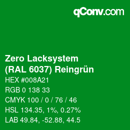 Código de color: Zero Lacksystem - (RAL 6037) Reingrün | qconv.com