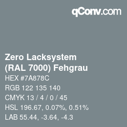 Color code: Zero Lacksystem - (RAL 7000) Fehgrau | qconv.com