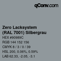 Color code: Zero Lacksystem - (RAL 7001) Silbergrau | qconv.com