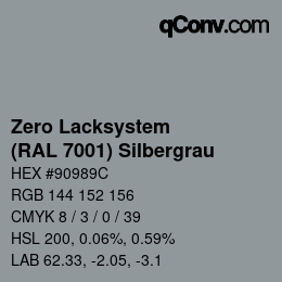カラーコード: Zero Lacksystem - (RAL 7001) Silbergrau | qconv.com