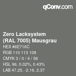 Code couleur: Zero Lacksystem - (RAL 7005) Mausgrau | qconv.com