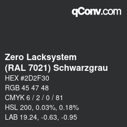 Código de color: Zero Lacksystem - (RAL 7021) Schwarzgrau | qconv.com