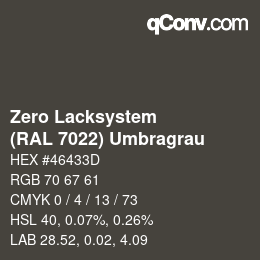 Color code: Zero Lacksystem - (RAL 7022) Umbragrau | qconv.com