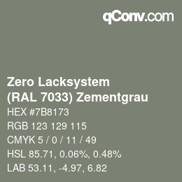 Code couleur: Zero Lacksystem - (RAL 7033) Zementgrau | qconv.com