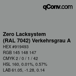 Color code: Zero Lacksystem - (RAL 7042) Verkehrsgrau A | qconv.com