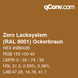 Code couleur: Zero Lacksystem - (RAL 8001) Ockerbraun | qconv.com