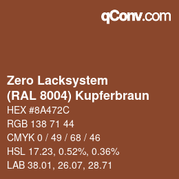 カラーコード: Zero Lacksystem - (RAL 8004) Kupferbraun | qconv.com
