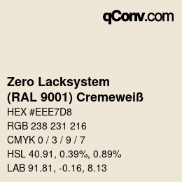 Farbcode: Zero Lacksystem - (RAL 9001) Cremeweiß | qconv.com