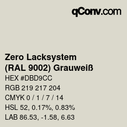 Color code: Zero Lacksystem - (RAL 9002) Grauweiß | qconv.com