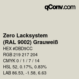 Code couleur: Zero Lacksystem - (RAL 9002) Grauweiß | qconv.com
