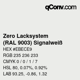 Color code: Zero Lacksystem - (RAL 9003) Signalweiß | qconv.com