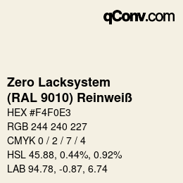 Code couleur: Zero Lacksystem - (RAL 9010) Reinweiß | qconv.com