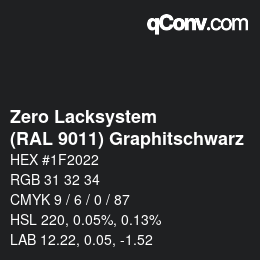 Color code: Zero Lacksystem - (RAL 9011) Graphitschwarz | qconv.com
