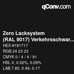 Código de color: Zero Lacksystem - (RAL 9017) Verkehrsschwarz | qconv.com