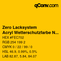 颜色代码: Zero Lacksystem - Acryl Wetterschutzfarbe Nr. 12 Echtgelb | qconv.com