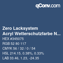 Code couleur: Zero Lacksystem - Acryl Wetterschutzfarbe Nr. 52 Echtblau | qconv.com