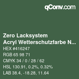 颜色代码: Zero Lacksystem - Acryl Wetterschutzfarbe Nr. 66 Oxidgrün | qconv.com