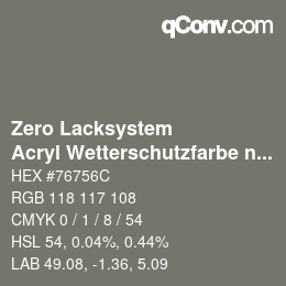 カラーコード: Zero Lacksystem - Acryl Wetterschutzfarbe nr. 73 Mitterlgrau | qconv.com