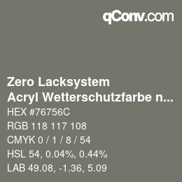 カラーコード: Zero Lacksystem - Acryl Wetterschutzfarbe nr. 73 Mitterlgrau | qconv.com