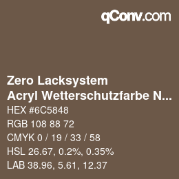 Farbcode: Zero Lacksystem - Acryl Wetterschutzfarbe Nr. 88 Mittelbraun | qconv.com