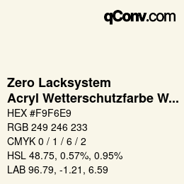 Farbcode: Zero Lacksystem - Acryl Wetterschutzfarbe Weiß | qconv.com