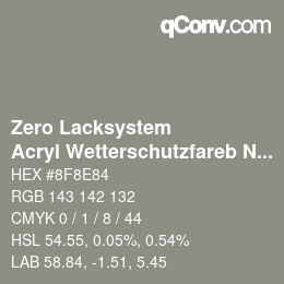 Farbcode: Zero Lacksystem - Acryl Wetterschutzfareb Nr. 71 Hellgrau | qconv.com