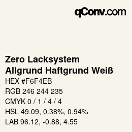 Code couleur: Zero Lacksystem - Allgrund Haftgrund Weiß | qconv.com