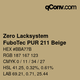 カラーコード: Zero Lacksystem - FuboTec PUR 211 Beige | qconv.com