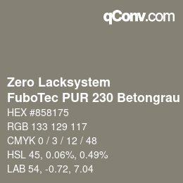 Farbcode: Zero Lacksystem - FuboTec PUR 230 Betongrau | qconv.com