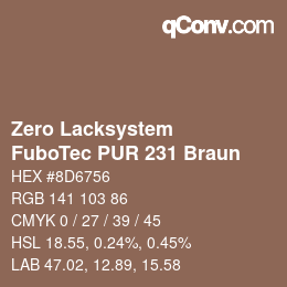 Código de color: Zero Lacksystem - FuboTec PUR 231 Braun | qconv.com