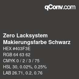 Code couleur: Zero Lacksystem - Makierungsfarbe Schwarz | qconv.com