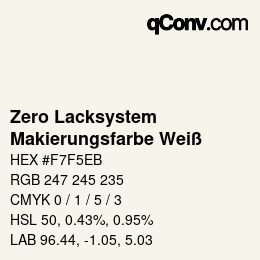 Código de color: Zero Lacksystem - Makierungsfarbe Weiß | qconv.com