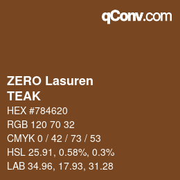颜色代码: ZERO Lasuren - TEAK | qconv.com